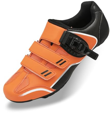 Scarpe da Ciclismo Unisex, Stivali da Mountain Bike Uomo Donna, Sneakers Professionali MTB All'aperto Compatibili con Tutti I Pedali SPD B Orange, 40