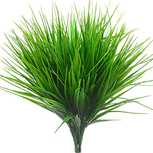 Leixi 6pcs Artificial Plants Fake Plastic Greenery Shrub Bushes UV Resistant Plants Plastic Wheat Grass for Indoor Outdoor Home Garden Decoration (2#Grasses)
