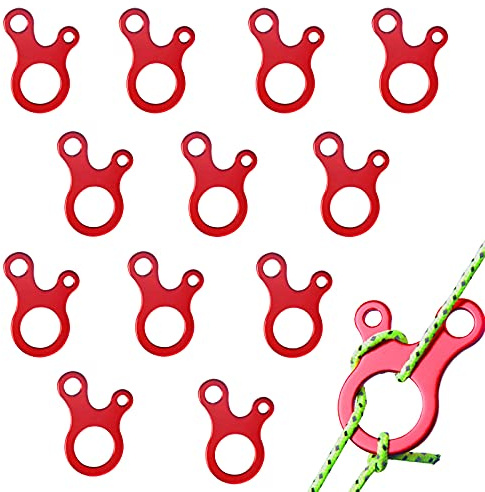 Cosswe Guyline Lot de 12 tendeurs de corde 3 trous en alliage d'aluminium pour tente d'extérieur randonnée camping pique-nique