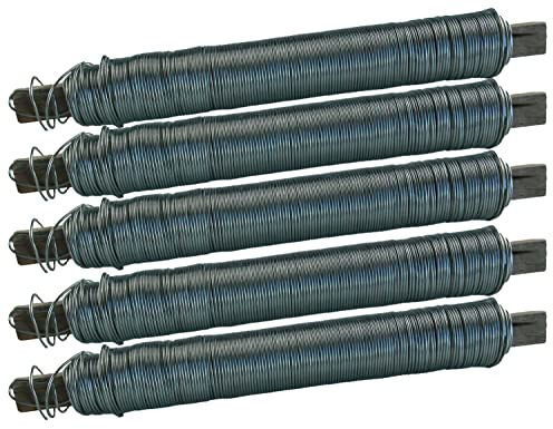 varivendo Wickeldraht Blumendraht Bindedraht 5 Rollen – verzinkt, ca. 0,65 mm, je 100 g – Basteldraht für Kränze, Girlanden, Adventskranz Deko und Gartenarbeit
