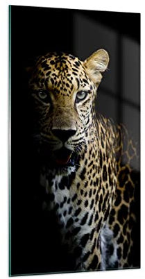 ARTTOR Decoracion Salon Sombra Leopardo Pantera Vidrios decorativos 55x100cm Cuadro Sobre Vidrio Moderno Cocina Cuadros Pared Impresiones Impresión en Cristal Wall Art Prints Grande GPA55x100-4585