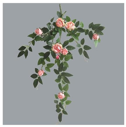xinyuan Hiedra Hojas de Vid Artificial Pequeño Capullo de Rosa de ratán con Hojas Verdes Flores Artificiales Flores de Seda decoración de la Boda vides Falsas decoración de la habitación