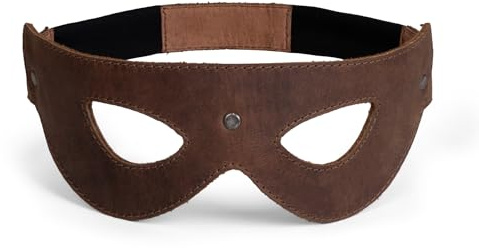 Hide & Play, Augenmaske handgefertigt aus Vollnarbenleder - Maskerade Maske Kostüm Party Halloween Tolles Accessoire - Bourbon Braun