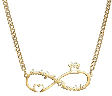 JewelryWe Schmuck Namenskette Damen Edelstahl Personalisierte Kette Halskette mit Namen Herz Schmetterling Infinity Buchstaben, Geschenk für Frauen, Freundin, Mutter, Schwester