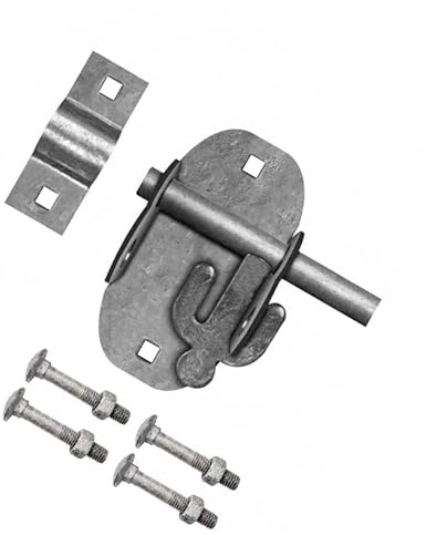 TERF® Heavy Duty Oval Padlock Sliding Bolt Galvanised 100mm (4 inch) Pad Bolt Silver for Use with Garden Gates Sheds Garage Out House Doors Lock Including Fixing - Pack of 1