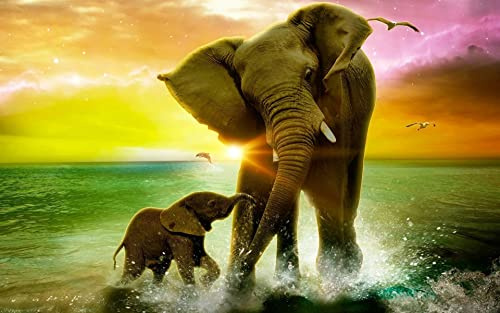 Puzzles FüR Erwachsene 1500 Teile Holzpuzzle Netter Elefant Hands On Game Family Decoration (F3, 1500 Teile)