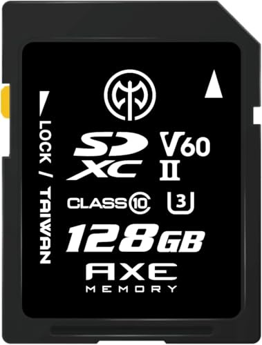 AXE MEMORY Scheda SD 128 GB V60, 245 MB/s UHS-II U3 ​​4K Ultra Full HD, scheda di memoria SDXC di livello professionale