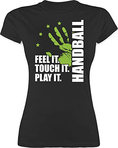 Shirt Damen - Handball EM 2026 Trikot Ersatz - Feel it. Touch it. Play it. - weiß - XXL - Schwarz - Handball-t-Shirt Handballer Tshirt Outfit hanball t-Shirt Shirts halbball t-Shirts t Handball.