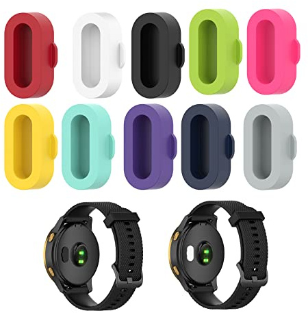 AWADUO Anti-Dust Plugs Compatible with Garmin Forerunner 265S/265/965, 10 Pcs Colorful Silicone Charger Port Protector Caps Compatible with Garmin Fenix 7/7S/7X (Silicone Colorful)