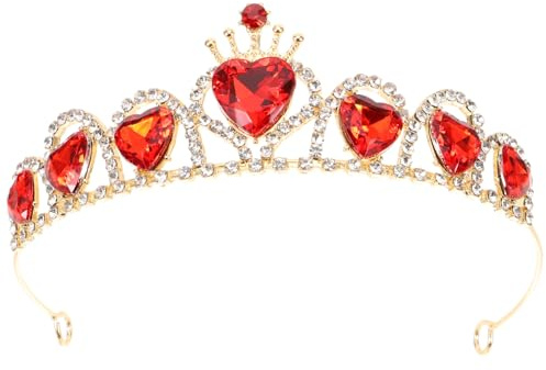 minkissy Brautkrone Stirnbänder für Frauen Schwarz Braut Kopfschmuck für Hochzeit Strass Stirnbänder für Frauen Rotes Herz Tiara Legierung Kristall Tiara Hochzeit Tiara für Haar Ornament