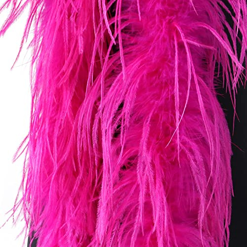SYSUII Flauschige Marabu-Boa zum Basteln, 200 cm Natürliche Straußenfeder Schal Federboa DIY Verkleidung Zubehör Halloween Hochzeit, Party Dekorationen 1920s Gatsby Karneval Kostümzubehör -Rose