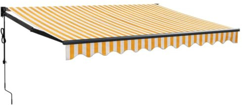 vidaXL Markise, Sonnenmarkise mit Kurbel Automatisch, Gelenkarmmarkise für Terrasse Balkon, Sonnenschutz Terrassenmarkise Balkonmarkise, Gelb Weiß 3,5x2,5m