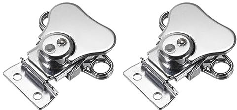 METALLIXITY Ressort Chargé Papillon Tordre Loquet (42mm/1.65) 2pcs, Fer Chrome Gâche Basculer Pinces - pour Valises Bois Boîte, Argent