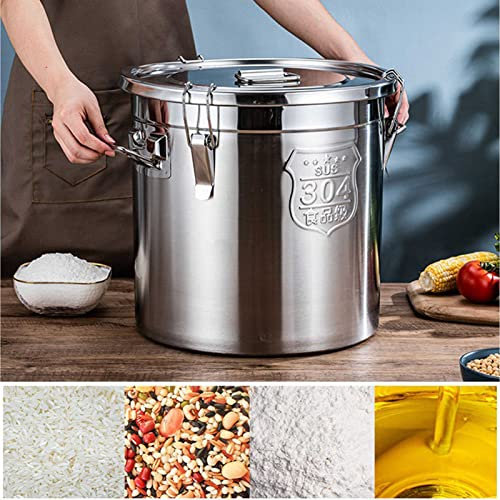 Premium Stainless Steel Cereal Container with Airtight Lid and Convenient Handles - Ideal for Kitchen Countertop Storage of Rice, Oil, and Milk