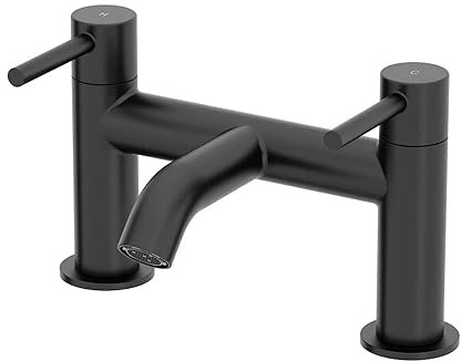Architeckt® Cosenza Bathroom Bath Filler Mixer Tap Deck Mounted Round Twin Lever Handle for Bathtub Modern, Matt Black