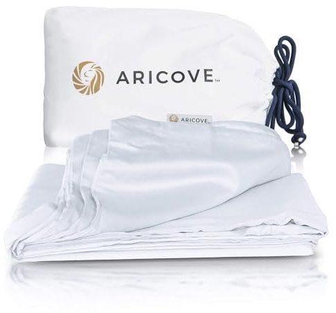 Aricove Weighted Blanket Cover 60”x80”, Queen Size, Duvet Cover for Weighted Blanket, Silky Soft Bamboo Viscose, Machine Washable, Brilliant White