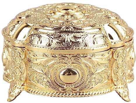Mokylor Vintage-Schmuckkästchen, Luxuriöse Muschelblume, Runde Schmuckschatulle, Vintage-Schatztruhe, Kunstvoller Schmuck-Organizer, Halskette, Armband, Aufbewahrungsbox, Ringhalter, Andenkenbox für F