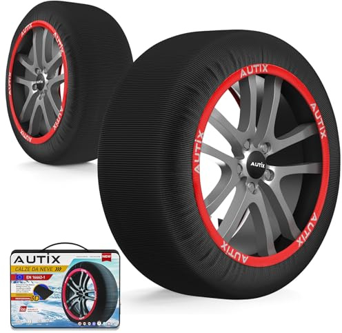 AUTIX Calze da Neve Omologate per Auto – Tessuto Rinforzato, Massima Aderenza su Ghiaccio e Neve, Omologazione Europea, Facili da Installare, Riutilizzabili(S)