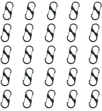 NVTEGR 25 Pcs Small Carabiner Clips, Mini Carabiner, Mini Carabiner Clip, Small Carabiner Clips for Keys S Ring Locking Carabiner Buckle Double Clip Hook for Outdoor Hiking Fishing Camping