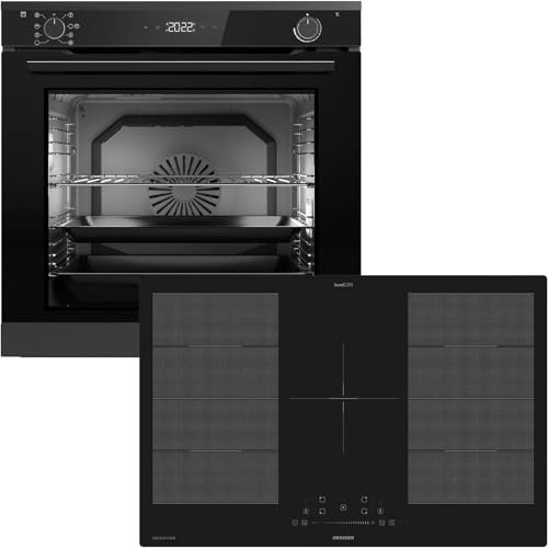 Oranier Pyrolyse Backofen Set EBP620 Einbau autark - 9 Funktionen - 80 cm Flächen-Induktion FLI580 - Kochfeld mit 5 Kochzonen & Brückenfunktion