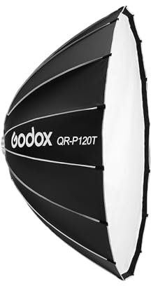 Jemora QR-P120T Softbox parabolico a sgancio rapido da 120 cm/47,2 Pollici Softbox Professionale Pieghevole con Supporto Bowen Standard e diffusori per Fotografia in Studio Ritratto Streaming Live