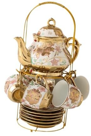 Folpus Service à thé en porcelaine, service à café en porcelaine émaillée (20 pièces) pour toutes les occasions, vacances