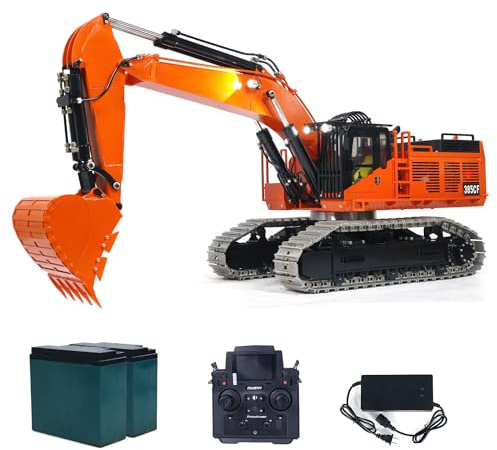 TOUCAN RC HOBBY Metall 1/8 385Cf Hydraulischer Rc Bagger 150Kg Heavy Duty Ferngesteuerte Bagger RC Hydraulische Baufahrzeuge 360° stufenlos drehbare Fernbedienung PL18EV Lite Premium-Modell Geschenk