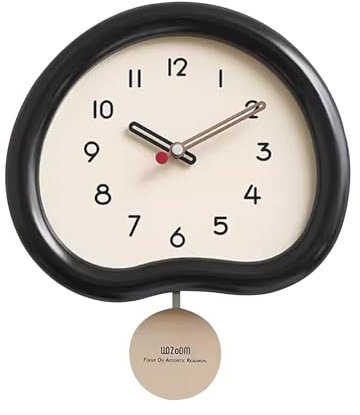 Ergocar Reloj De Pared De Madera Moderno y Silencioso, Analógico Con Péndulo Oscilante, Redondo, Funciona Con Pilas, Adecuado Para Dormitorio, Salón