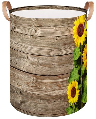 Großer Wäschekorb aus Holz, Motiv: Herbst-Sonnenblume, Stoffkorb, faltbar, Aufbewahrungswürfel, Boxen, Heim-Organizer für Kleidung, Schlafzimmer, Badezimmer, Wohnzimmer