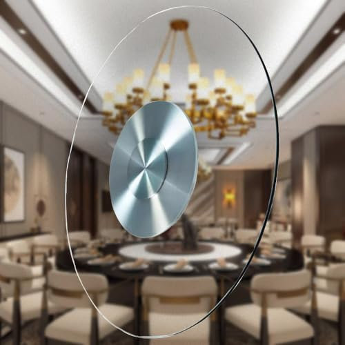 QSPNVFB Lazy Susan Piatto Girevole Rotondo in Vetro 70cm 90cm Vassoio da Portata Girevole per Tavolo da Pranzo, Piatto per Torte Girevole 360º Giradischi(100cm(40inch))
