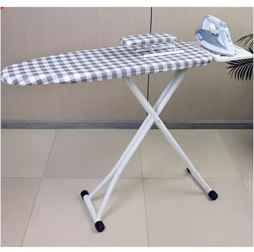 xjdagaoge Tabla de Planchar de Mesa con Soporte para Plancha, Tablas de Planchar Portátil con Funda y Almohadilla, Tabla Plancha de Mesa Plegable, Cuadros Gris-Azul