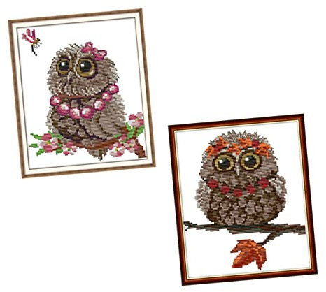 VILLFUL 2sätze Eulenstickerei Mit Kreuzstichornament Vorgedruckter Für Nähanfänger Und Fortgeschrittene Tolles Geschenk Zur Wohnungserwärmung