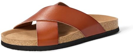 Amazon Essentials Men's Crossover Sandals, Tan, 9