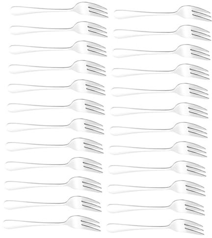 Garneck 24piezas Tenedor De Inoxidable Práctico y Ligero Para Pasteles y Postres