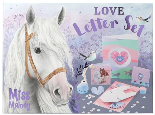 Depesche 12969 Miss Melody Love Letter Set-handlettering brevlåda i hästdesign, skrivset inklusive brevpapper, kuvert, klistermärken, stämpel UVM, flerfärgad