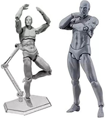 Figma Youth 2.0 Actionfigurenmodell, Silbergrauer Bewegliche Gelenke, Schreibtischspielzeug für Erwachsene, Hautfarben in Grau und Orange (Mann #13)