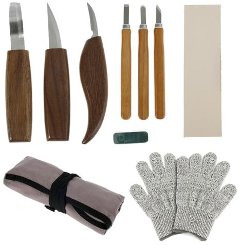 QAUUCP Schnitzset Holzschnitzerei-Meißelschneider-Set, scharfe Holzbearbeitung, Whittling-Fräser, Hohleisen, Handwerkzeuge for Schreiner, Heimwerker, Holzhandwerk, Anfänger