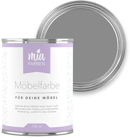 miafarben Möbelfarbe ohne Schleifen matt 750 ml (Natürliches Felsengrau) | Hochdeckend auf Holz, Metall & Kunststoff – matter Möbellack für Schrank, Kommode & Küche, wasserbasiert