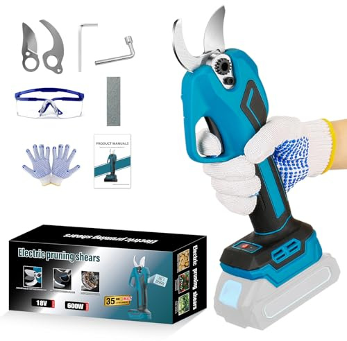 Cesoie elettriche da giardino per batteria Makita da 18 V, batteria da 600 W, professionale, senza spazzole, con diametro di taglio 20 – 35 mm e contatore di taglio a LED (senza batteria)