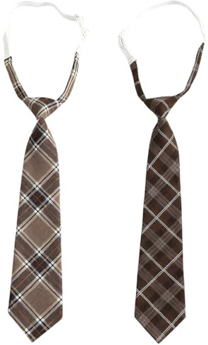 EIH1 Set da 2 Pezzi Cravatta (32 * 7 cm), Marrone,Cravatte Regolabili Stretta Nodi Pre-Annodati,Cravatta scozzese preppy Adatto maschi e femmine, Halloween, Natale