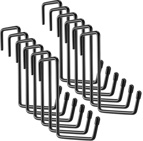 12 Pack Heavy Duty Rafter Hanger Hooks, Vinyl Coated Garage Ladder Hanger, Large S Hook Storage Organizer, Bicycle Hooks for Organizing Garden Tools, Ladders, Hoses, Ropes and More Equipment(Black)
