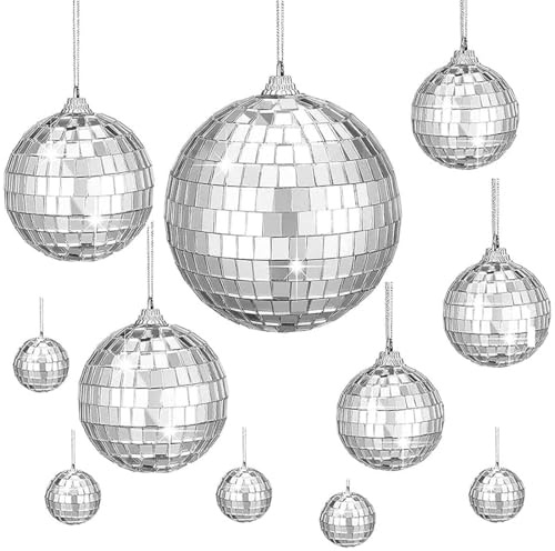 Palla Rotante Sospesa, Palla Da Discoteca 25 Pezzi, Argento Palla A Specchio, Decorazione Per Torta Con Palla Da Discoteca,Decorazione Dell'Albero Di Natale,Decorazioni Per Feste Scintillanti