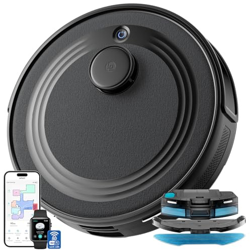 LEFANT M2S Robot Aspirapolvere Lavapavimenti Con Mappatura,10000Pa,240 Minuti,Navigazione Laser dTOF,Tecnologia di Evitamento Degli Ostacoli PSD,Pulizia Personalizzata,Zone Vietate,Nero