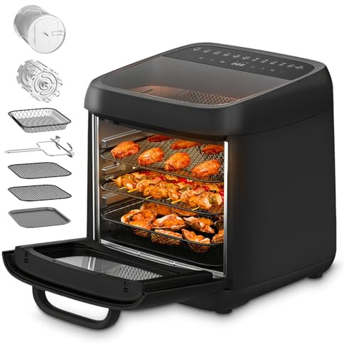 CULINIX Air Fryer 12L,Airfryer Friteuse Sans Huile grande Capacité XXL-Friteuse à Air avec 12 Programmes, Mini Four 1800W de Griller,Rôtir,Déshydrateur, jusqu'à 200°C,2 Fenêtre Visible,8 Accessoires