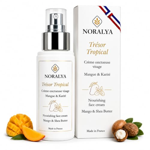 Noralya Crème Hydratante Visage Bio Karité & Mangue Vegan Made in France | Actifs bio - Nourrit et adoucit - Texture onctueuse non grasse - Confort durable - 99% Naturelle - 50 ml