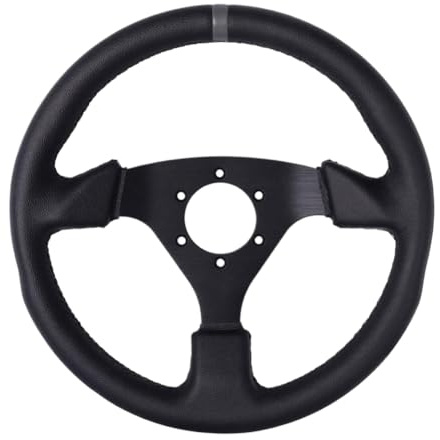Flat Steering Wheel 330mm Leather Aluminum Frame Drift Sim Racing PC Game Steering Wheel 13 Inch Universal(6025BK-BKZP-BK-GY)