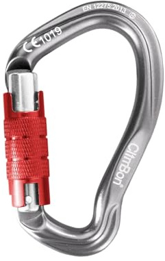 ClimBon Mousqueton Auto-Lock et vis UIAA CE Certifié 23 kN Aluminium 7075 Forme D Mousqueton d’escalade pour l’escalade, l’alpinisme, le sauvetage, le camping, l’extérieur (Argent, Auto-L)
