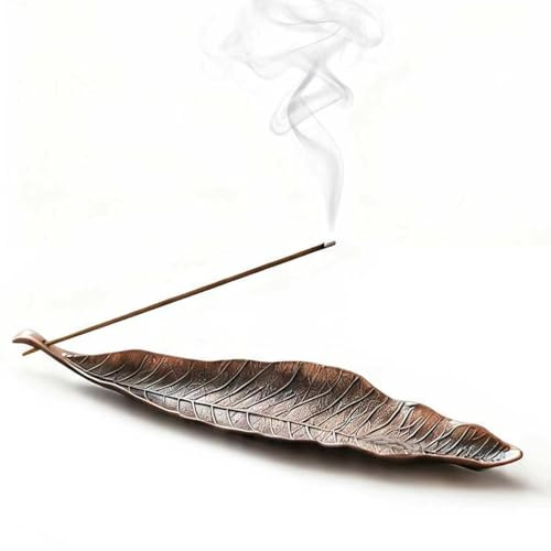 Metallblad rökelsehållare, legering rökelse askfångare med vinklat hål, elegant bladformad rökelsebrännare bricka för hem te rum yoga meditation kontorsdekor