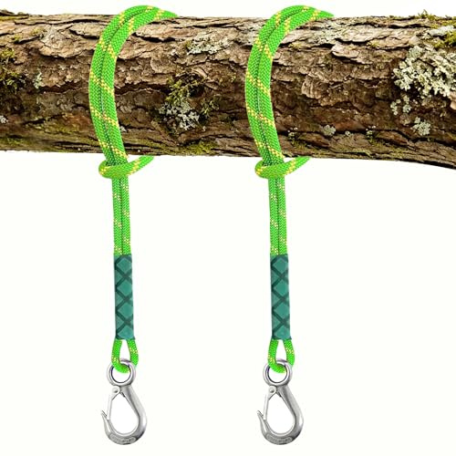 2 Pe Corda per Altalena, Accessori Regolabili per Altalena 120cm per Amaca | Gancio Acciaio Inox, per Interno/Esterno, Amaca da Albero, Sedia Sospesa, Parco Giochi (Verde)