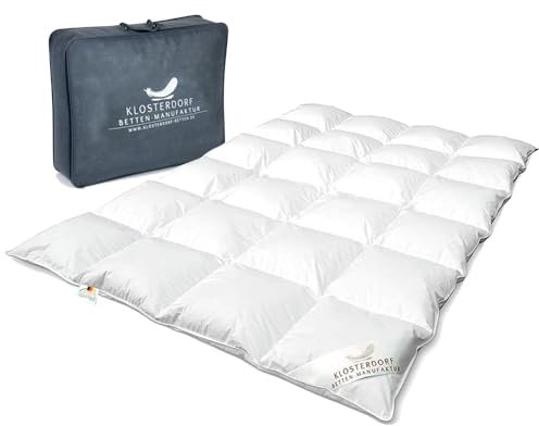 Klosterdorf Bettenmanufaktur Premium Winterdecke - ''nonplusultra '' - 135x200 cm - 735 Gramm - WARM - Daunendecke - Bettdecke - Handarbeit aus Deutschland - Für einen gesunden Schlaf